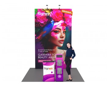 Custom 10x10ft Standard Straight Tall Backwall & Display Counter & iPad Literature Banner Stand Pop Up Trade Show Display Booth Kit 53