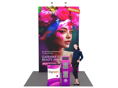 Custom 10x10ft Standard Straight Tall Backwall & Display Counter & iPad Literature Banner Stand Pop Up Trade Show Display Booth Kit 53
