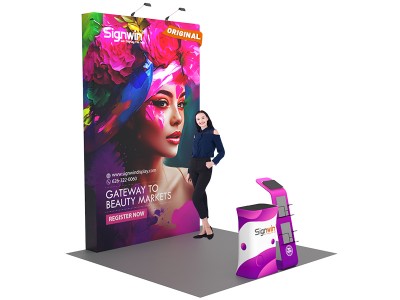 Custom 10x10ft Standard Straight Tall Backwall & Display Counter & iPad Literature Banner Stand Pop Up Trade Show Display Booth Kit 53