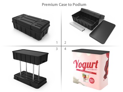 Custom 10x10ft Standard Ultralit SEG Lightbox & Snakelike Monitor Stand & Case to Podium SEG Trade Show Booth Kit 03