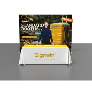 Custom 10x10ft Standard Easystem SEG Backwall & 6ft Loose Table Throw Printed SEG Trade Show Display Booth Kit 04