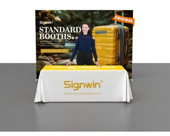 Custom 10x10ft Standard Easystem SEG Backwall & 6ft Loose Table Throw Printed SEG Trade Show Display Booth Kit 04