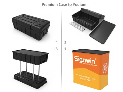 Custom 10x10ft Standard Easystem SEG Backwall & Case to Podium SEG Trade Show Display Booth Kit 05