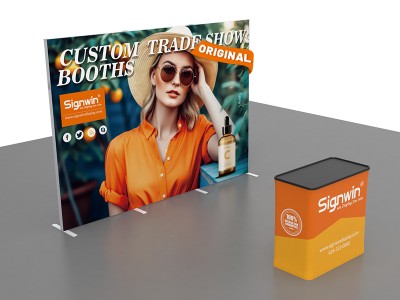 Custom 10x10ft Standard Easystem SEG Backwall & Case to Podium SEG Trade Show Display Booth Kit 05