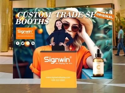 Custom 10x10ft Standard Easystem SEG Backwall & Case to Podium SEG Trade Show Display Booth Kit 05