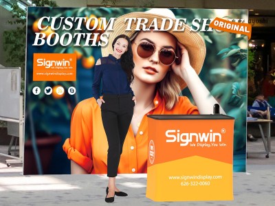 Custom 10x10ft Standard Easystem SEG Backwall & Case to Podium SEG Trade Show Display Booth Kit 05