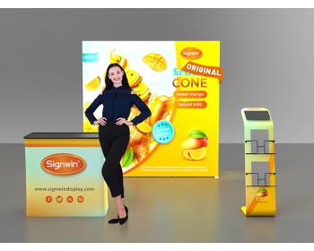 Custom 10ft Captivating & Prolit Backlit SEG & iPad Literature Banner Stand & Case to Podium Pop Up SEG Standard Booth 10