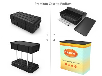 Custom 10ft Captivating & Prolit Backlit SEG & iPad Literature Banner Stand & Case to Podium Pop Up SEG Standard Booth 10