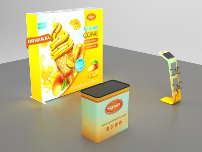 Custom 10ft Captivating & Prolit Backlit SEG & iPad Literature Banner Stand & Case to Podium Pop Up SEG Standard Booth 10