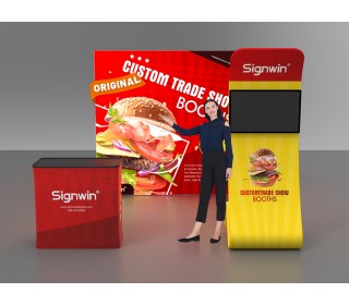 Custom 10x10ft Standard Snakelike Monitor Tension Fabric Banner Stand & Case to Podium SEG Trade Show Booth Kit 12