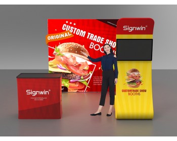 Custom 10x10ft Standard Snakelike Monitor Tension Fabric Banner Stand & Case to Podium SEG Trade Show Booth Kit 12