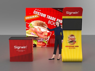 Custom 10x10ft Standard Snakelike Monitor Tension Fabric Banner Stand & Case to Podium SEG Trade Show Booth Kit 12