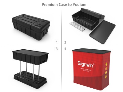 Custom 10x10ft Standard Snakelike Monitor Tension Fabric Banner Stand & Case to Podium SEG Trade Show Booth Kit 12