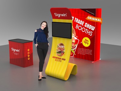 Custom 10x10ft Standard Snakelike Monitor Tension Fabric Banner Stand & Case to Podium SEG Trade Show Booth Kit 12