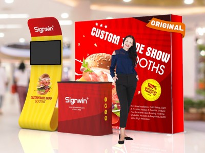 Custom 10x10ft Standard Snakelike Monitor Tension Fabric Banner Stand & Case to Podium SEG Trade Show Booth Kit 12