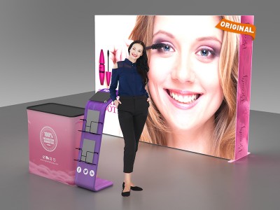 Custom 10x10ft Standard Tension Fabric iPad Tablet Literature Banner Stand & Case to Podium SEG Trade Show Booth Kit 13