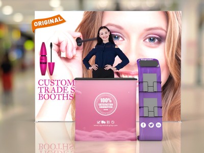 Custom 10x10ft Standard Tension Fabric iPad Tablet Literature Banner Stand & Case to Podium SEG Trade Show Booth Kit 13