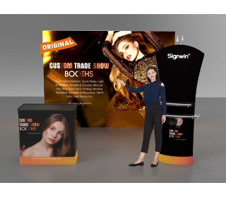 Custom 10x10ft Standard Tension Fabric iPad Tablet Literature Banner Stand & Case to Podium SEG Trade Show Booth Kit 14