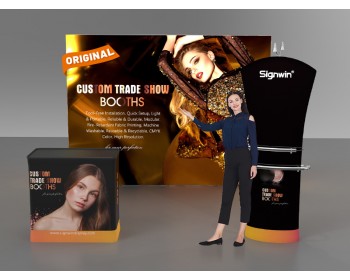 Custom 10x10ft Standard Tension Fabric iPad Tablet Literature Banner Stand & Case to Podium SEG Trade Show Booth Kit 14