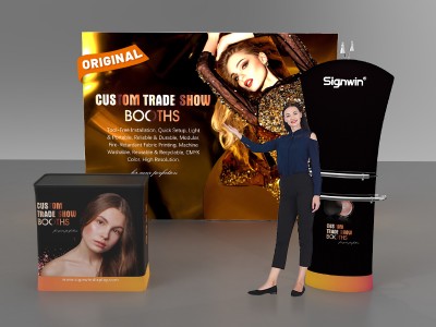 Custom 10x10ft Standard Tension Fabric iPad Tablet Literature Banner Stand & Case to Podium SEG Trade Show Booth Kit 14