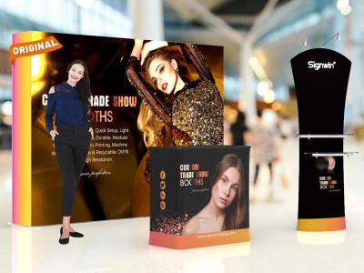 Custom 10x10ft Standard Tension Fabric iPad Tablet Literature Banner Stand & Case to Podium SEG Trade Show Booth Kit 14