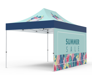 10x15 Custom Pop Up Canopy Tent & Single-Sided Full Backwall