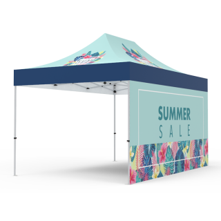 10x15 Custom Pop Up Canopy Tent & Single-Sided Full Backwall