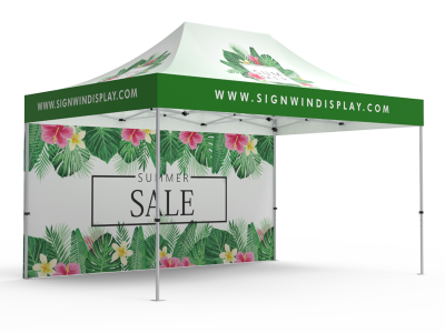 10x15 Custom Pop Up Canopy Tent & Double-Sided Full Backwall