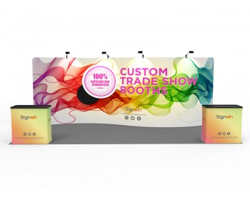 Custom 10x20ft Serpentine & Hard Case to Podium Trade Show Display Booth Kit D