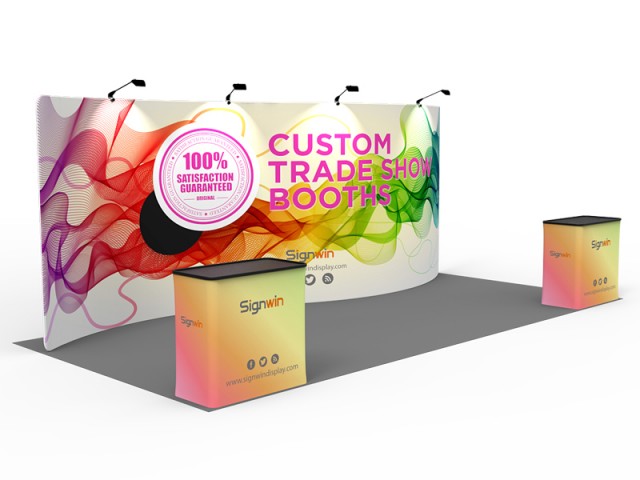 Custom 10x20ft Serpentine & Hard Case to Podium Trade Show Display Booth Kit D