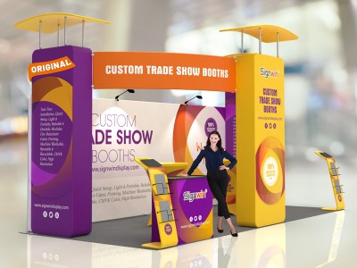 Custom 10x20ft Inline & Peninsula 3D Vertical Column Trade Show Display Booth Kit S