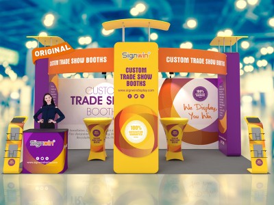 Custom 10x20ft Inline & Peninsula 3D Vertical Column Trade Show Display Booth Kit S