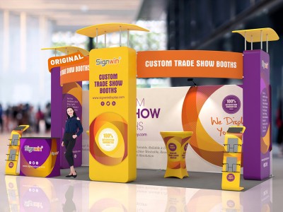 Custom 10x20ft Inline & Peninsula 3D Vertical Column Trade Show Display Booth Kit S