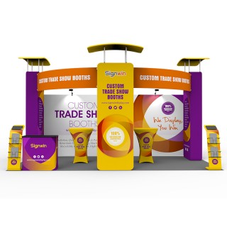 Custom 10x20ft Inline & Peninsula 3D Vertical Column Trade Show Display Booth Kit S