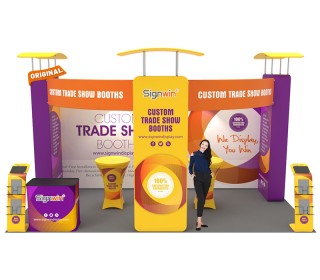 Custom 10x20ft Inline & Peninsula 3D Vertical Column Trade Show Display Booth Kit S