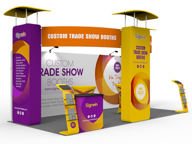 Custom 10x20ft Inline & Peninsula 3D Vertical Column Trade Show Display Booth Kit S