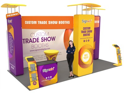 Custom 10x20ft Inline & Peninsula 3D Vertical Column Trade Show Display Booth Kit S Custom 10x20ft Inline & Peninsula 3D Vertical Column Trade Show Display Booth Kit S