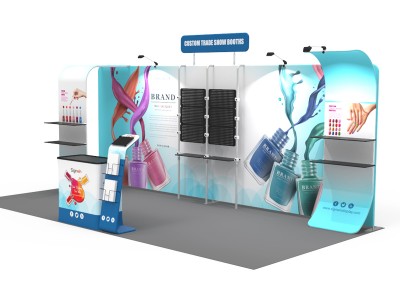 Custom 10x20ft 7-Shaped Archy Vertical C-Shaped & Shelving Hanging Trade Show Display Booth Kit V