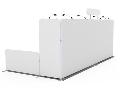 Custom 10x20ft Barrier Hanging & Shelving Corner Trade Show Display Booth Kit X