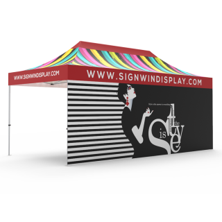 10x20 Custom Pop Up Canopy Tent & Double-Sided Full Backwall