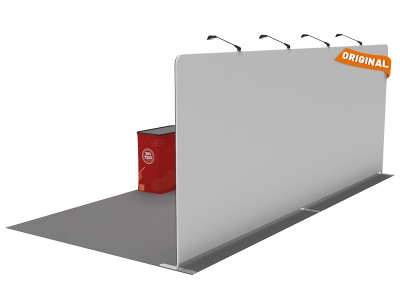 Custom 10x20ft Standard Flat Backwall & Case to Podium Tension Fabric Trade Show Display Booth Kit 01