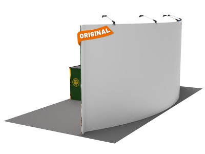 Custom 10x20ft Standard Curved Backwall & Case to Podium Tension Fabric Trade Show Display Booth Kit 02