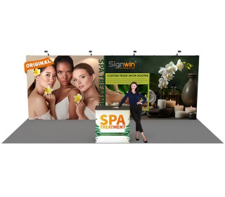 Custom 10x20ft Standard Straight Backwall & Case to Podium Pop Up Trade Show Display Booth Kit 04