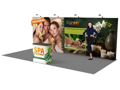 Custom 10x20ft Standard Straight Backwall & Case to Podium Pop Up Trade Show Display Booth Kit 04