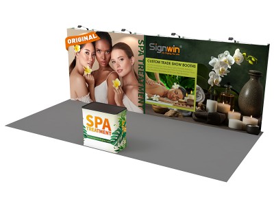 Custom 10x20ft Standard Straight Backwall & Case to Podium Pop Up Trade Show Display Booth Kit 04