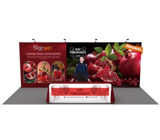 Custom 10x20ft Standard Straight Backwall & 8ft Printed Loose Table Throw Pop Up Trade Show Display Booth Kit 08