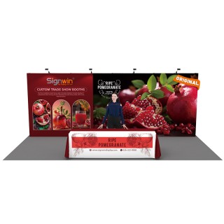 Custom 10x20ft Standard Straight Backwall & 8ft Printed Loose Table Throw Pop Up Trade Show Display Booth Kit 08