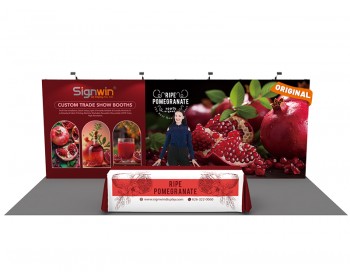 Custom 10x20ft Standard Straight Backwall & 8ft Printed Loose Table Throw Pop Up Trade Show Display Booth Kit 08