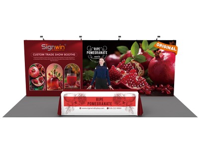 Custom 10x20ft Standard Straight Backwall & 8ft Printed Loose Table Throw Pop Up Trade Show Display Booth Kit 08