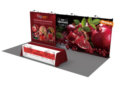 Custom 10x20ft Standard Straight Backwall & 8ft Printed Loose Table Throw Pop Up Trade Show Display Booth Kit 08